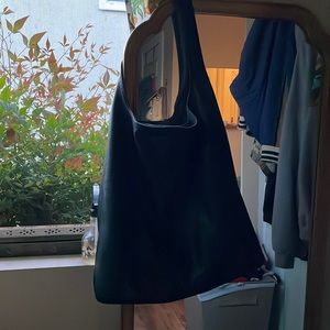 Leather slouch hobo handbag